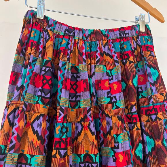 Vintage Liza Lynn Long Midi Aztec Southwestern Skirt Western Boho Medium - Picture 8 of 8